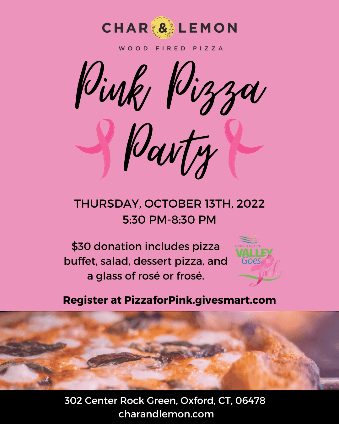 Don't miss our Pink Pizza Party this Thursday at 5:30 PM-8:30 PM! Come support a great cause for Breast Cancer Awareness Month and enjoy some pizza. 